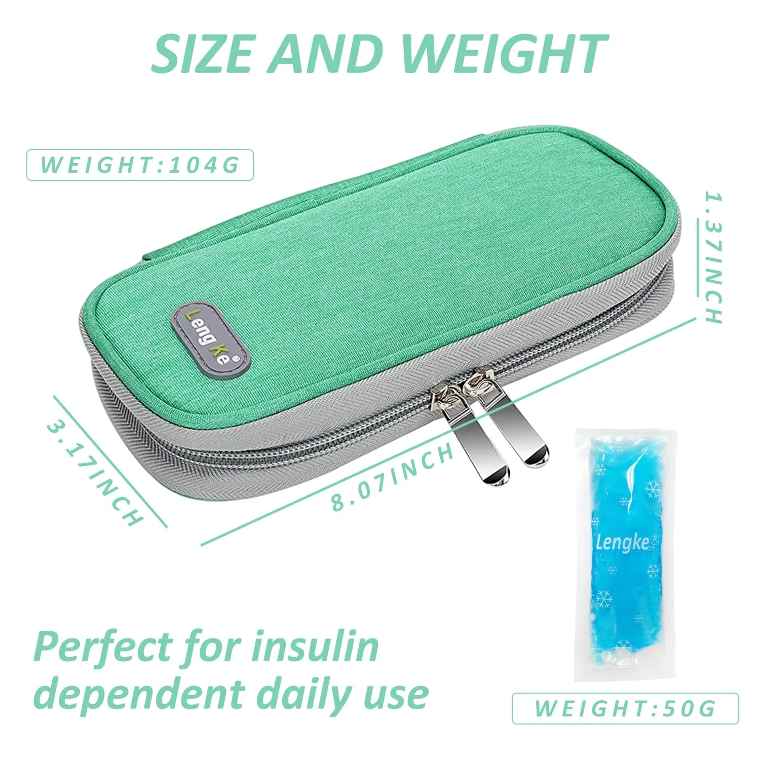 1 Portable Medicine Cooling Bag with 2 ice Packs, Reusable Cooler Bags,Medicine Storage Bag, Travel Medical Bag，Suitable for Medicine Storage (Green)