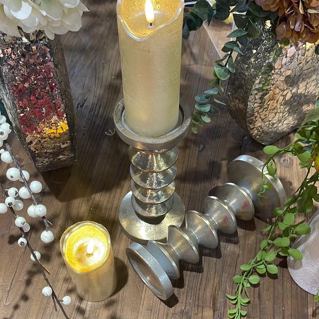 10.25" Resin Zen Candle Holder Antique Gold