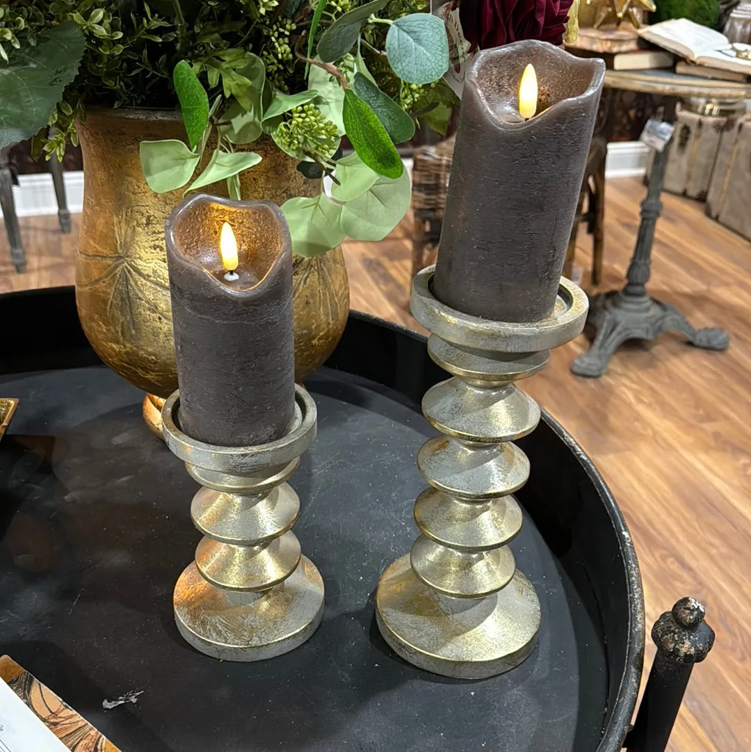 10.25" Resin Zen Candle Holder Antique Gold