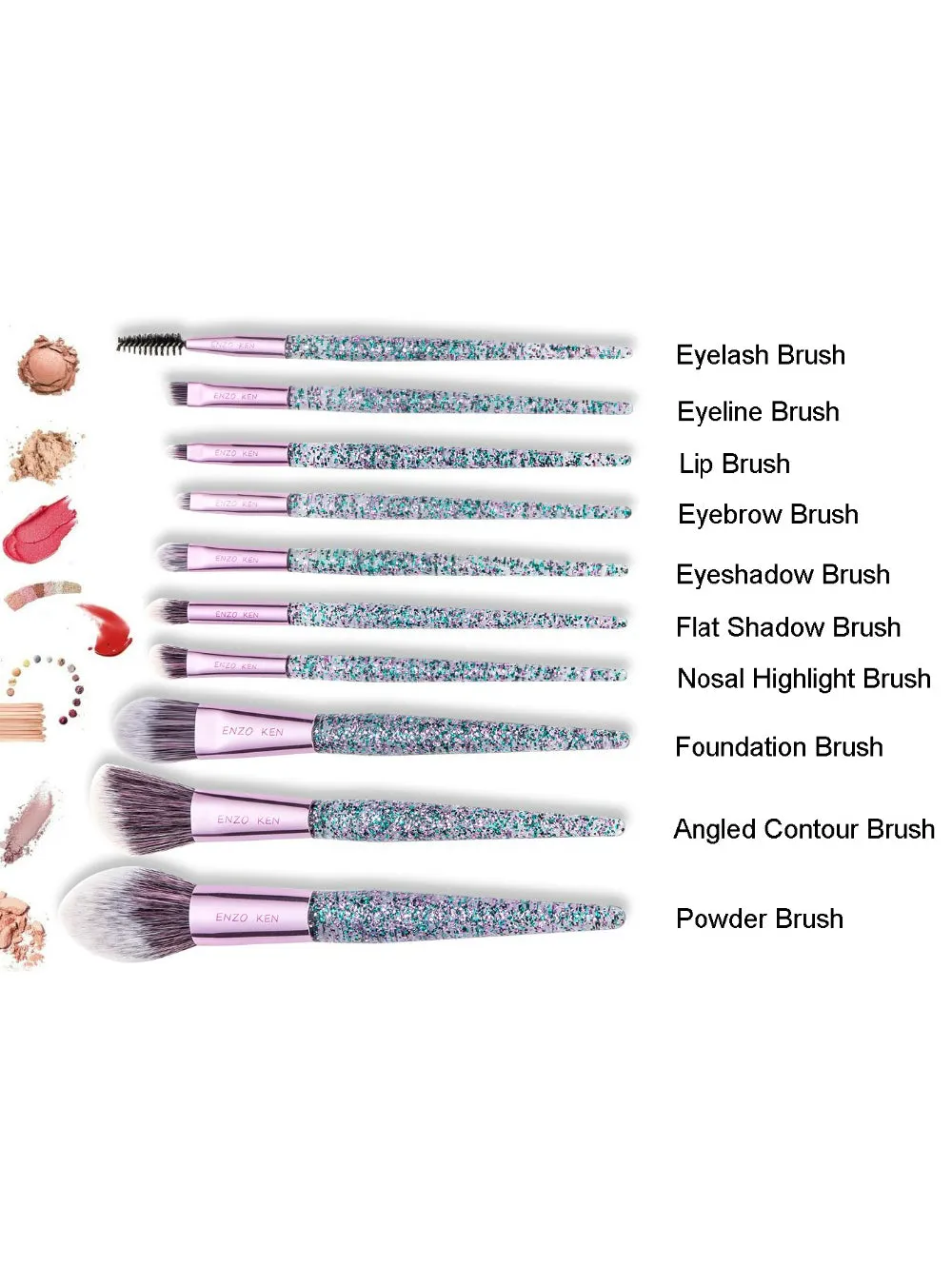 10Pcs Synthetic Blending Concealers Makeup Brushes Set