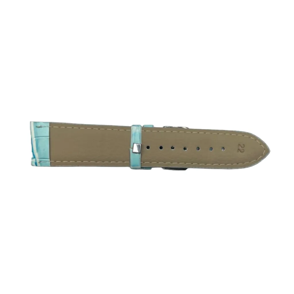 12PCS Alligator Grain Sky Blue Leather Watch Band 22MM Padded & Stitched