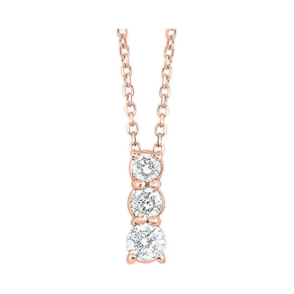 14KT Pink Gold & Diamond Classic Book 3 Stone Neckwear Pendant  - 1/4 ctw