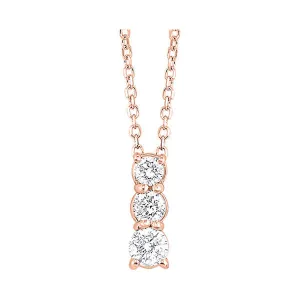 14KT Pink Gold & Diamond Classic Book 3 Stone Neckwear Pendant  - 1/4 ctw