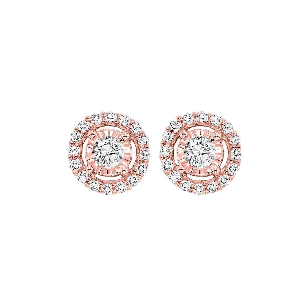 14KT Pink Gold & Diamond Tru Reflection Fashion Earrings  - 1 ctw