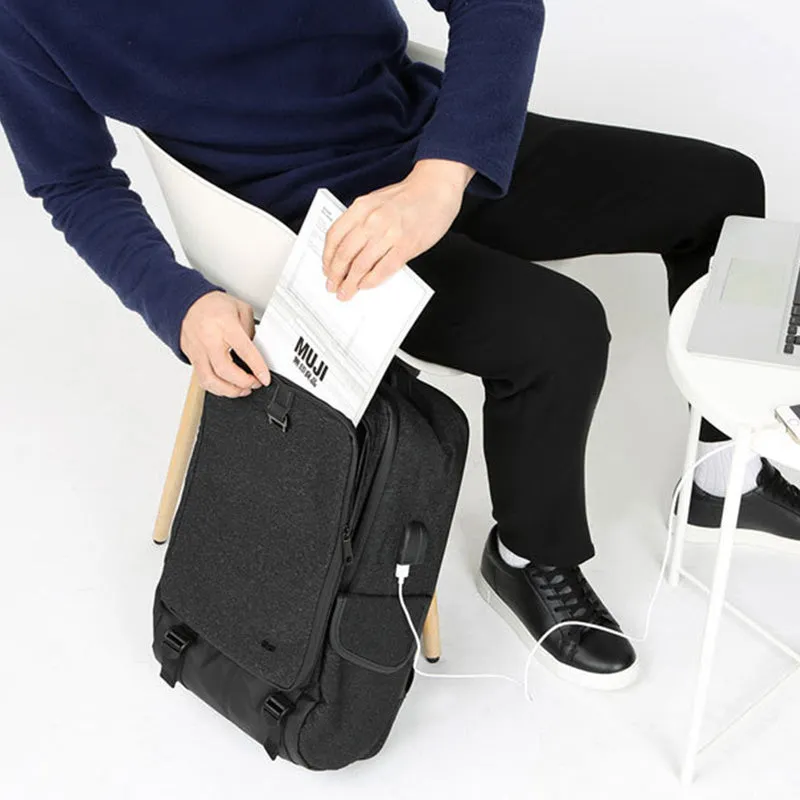 15 Inch Business Durable Travel Laptop Backpack with USB Charging Port Headphone Jack