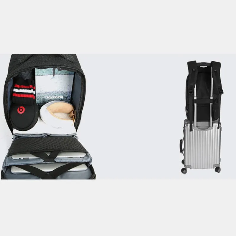 15 Inch Business Durable Travel Laptop Backpack with USB Charging Port Headphone Jack