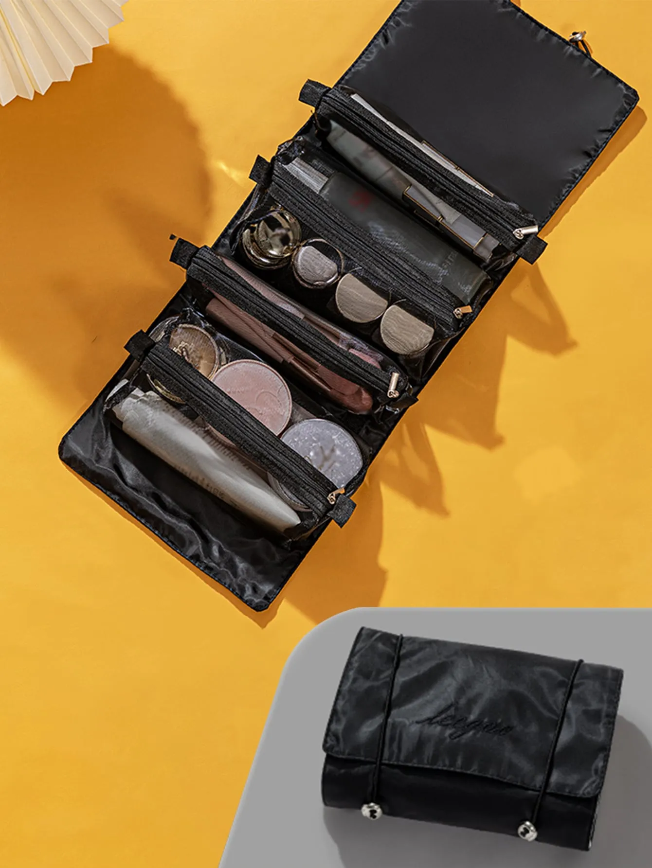 1pc Black Makeup Brush Storage Bag, Modern Portable Travel Storage Bag For Outdoor