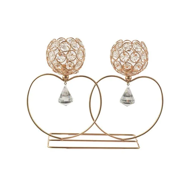 2 Arms Crystal Candle Holders In European And Heart Design For Decoration