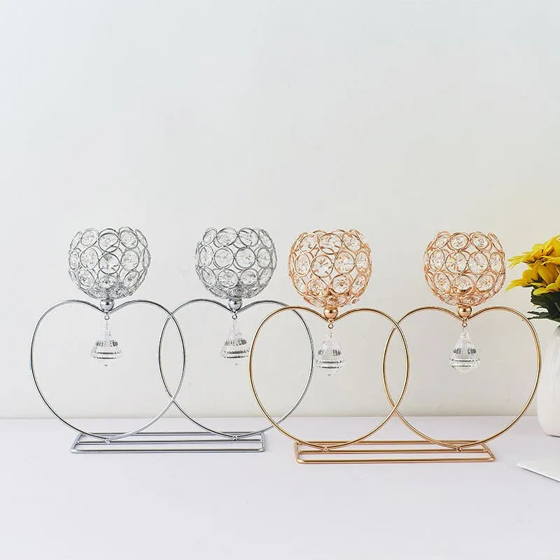 2 Arms Crystal Candle Holders In European And Heart Design For Decoration