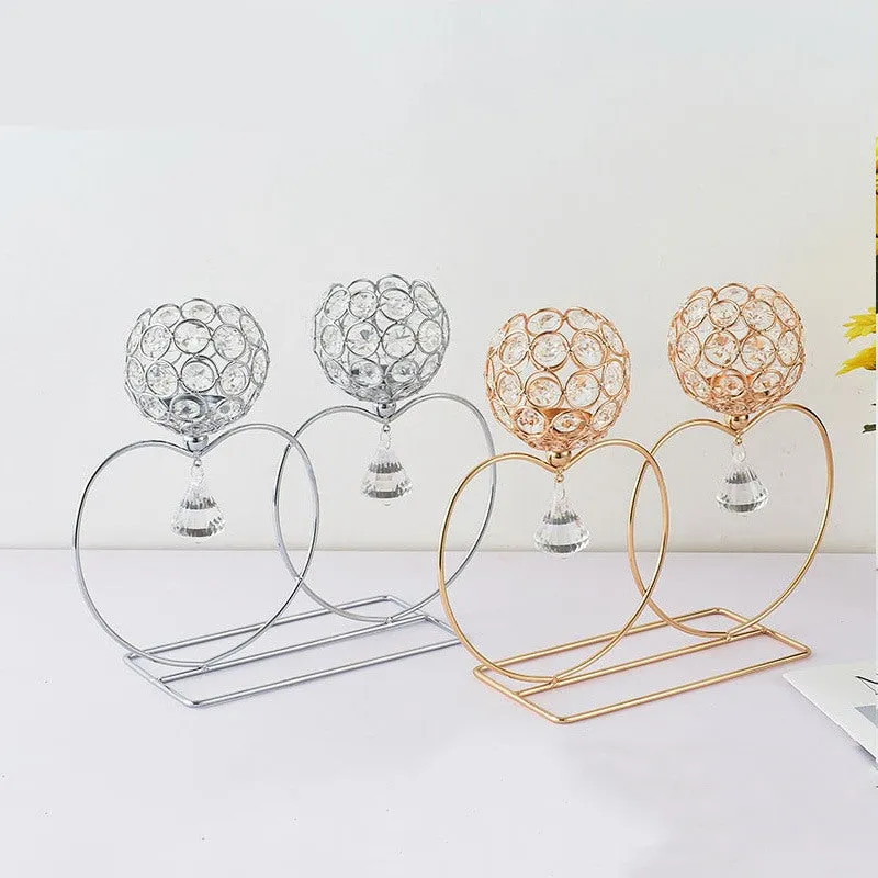 2 Arms Crystal Candle Holders In European And Heart Design For Decoration