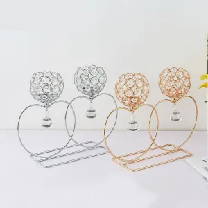2 Arms Crystal Candle Holders In European And Heart Design For Decoration