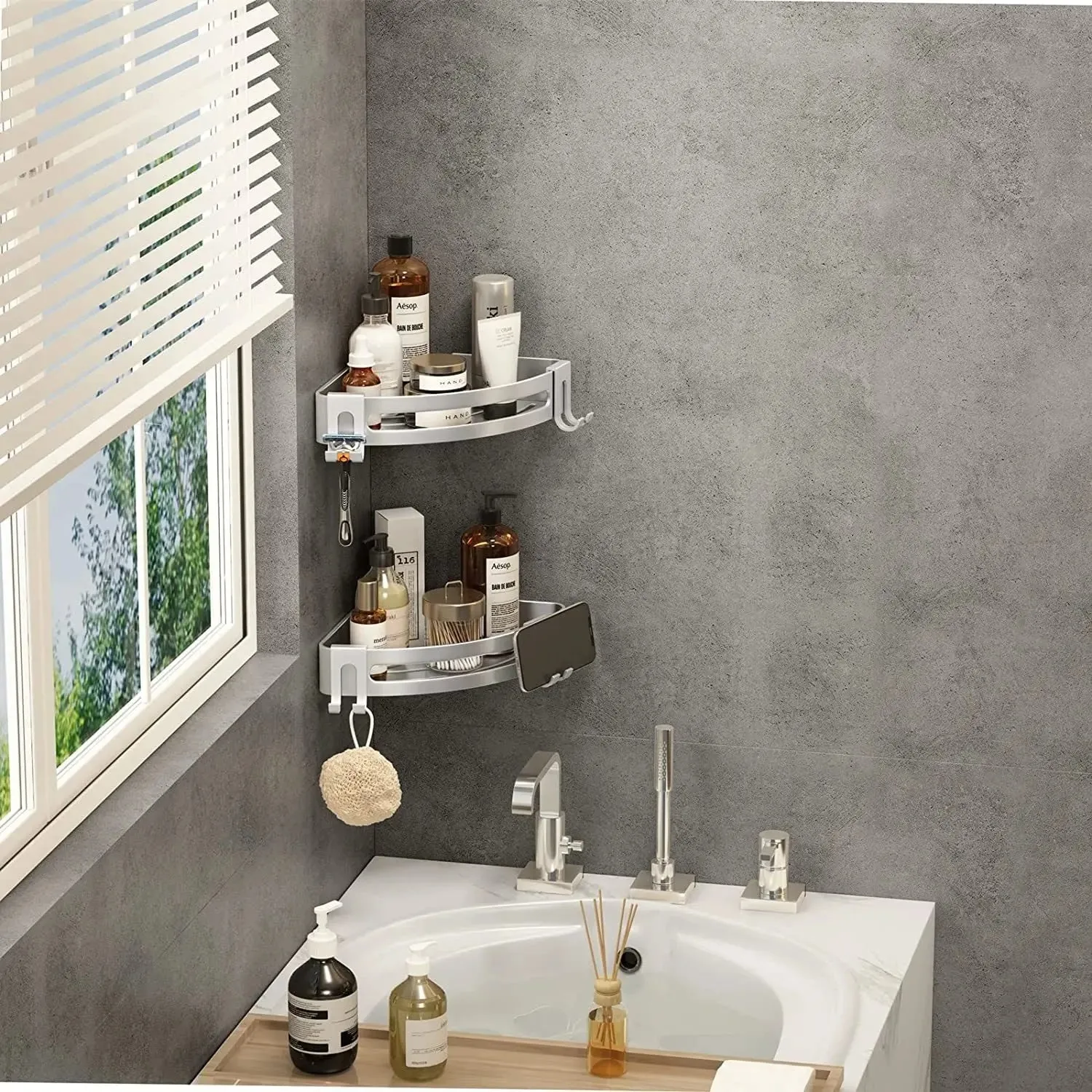 2 Pack Shower Corner Caddy/No Drill Organizer