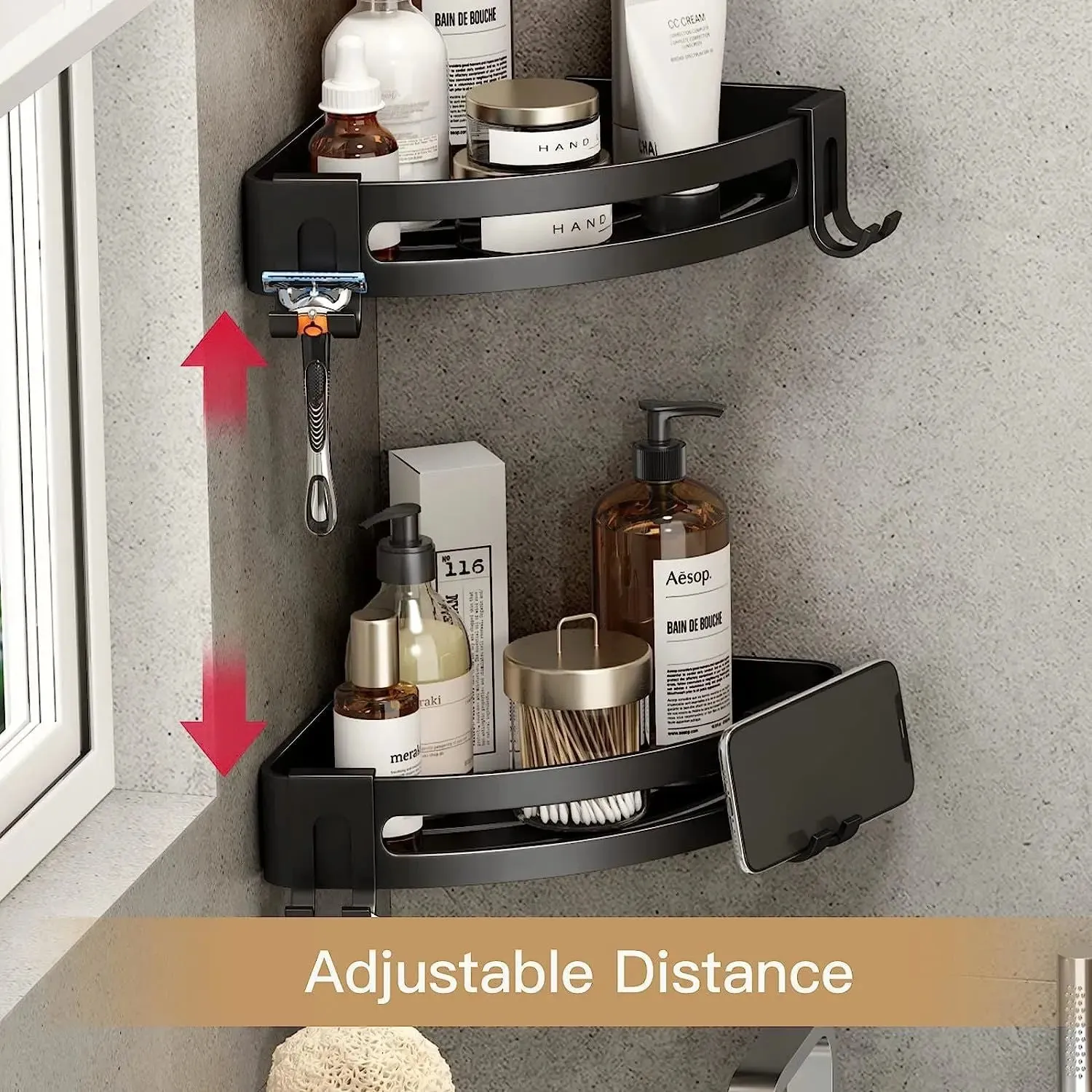 2 Pack Shower Corner Caddy/No Drill Organizer