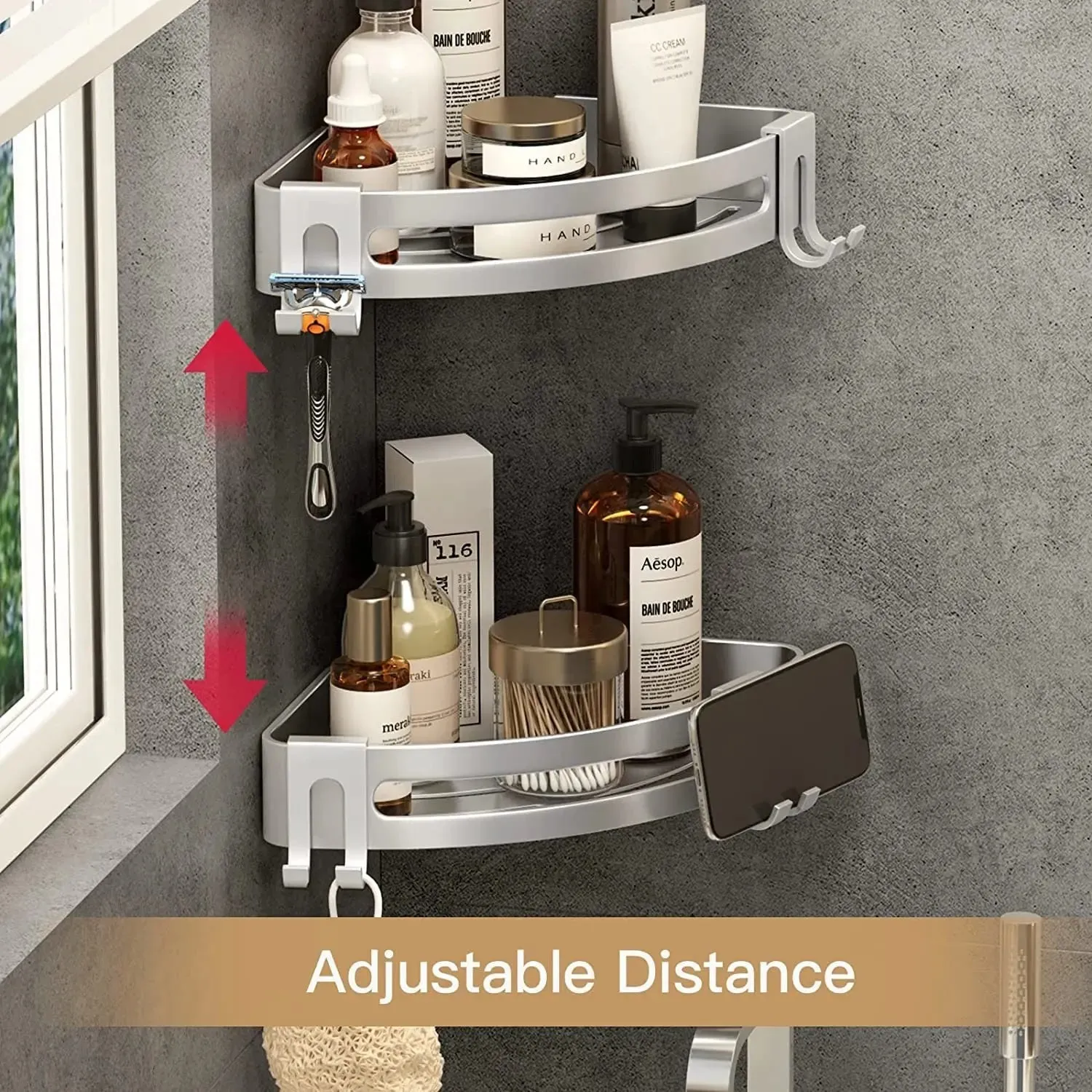 2 Pack Shower Corner Caddy/No Drill Organizer