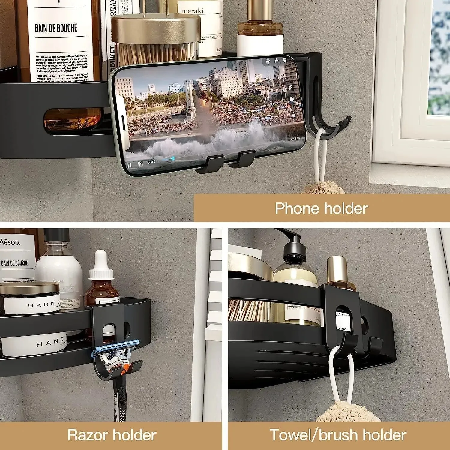 2 Pack Shower Corner Caddy/No Drill Organizer