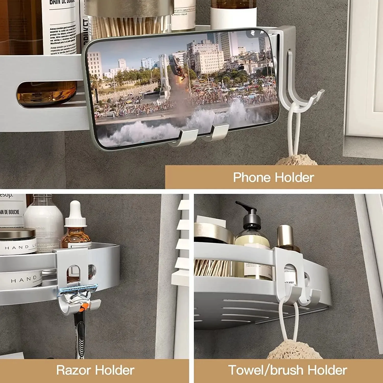 2 Pack Shower Corner Caddy/No Drill Organizer
