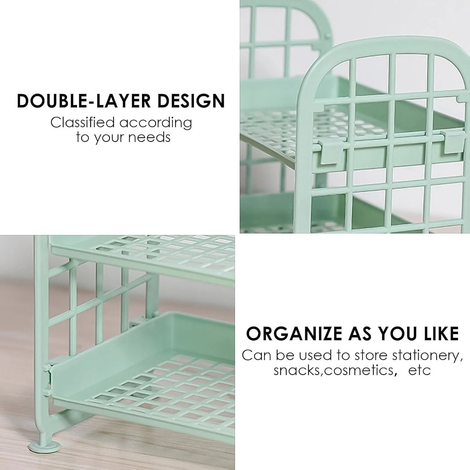 2Layer Foldable Plastic Small Storage Shelf / Rack (1 Pc / Mix Color)