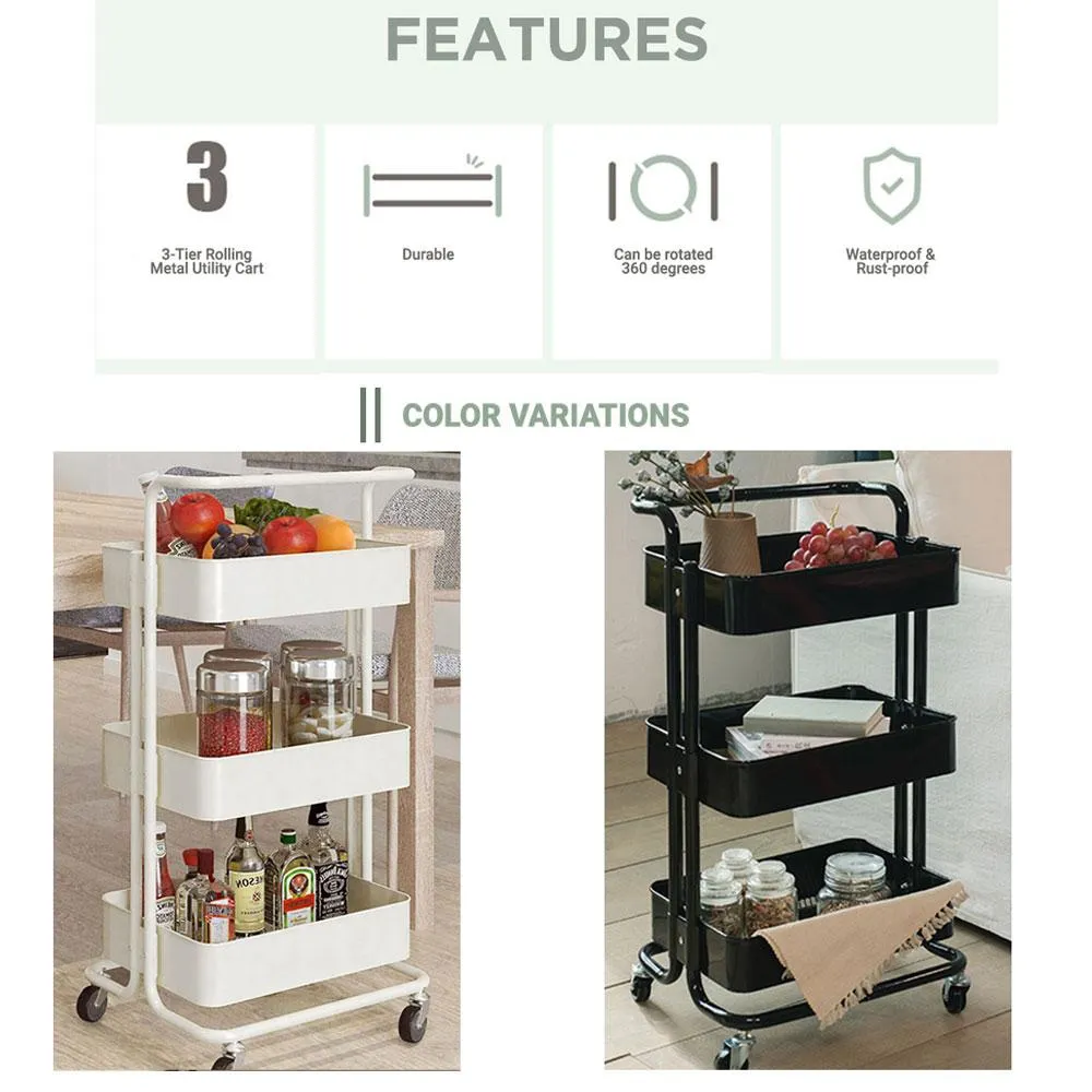 3 Tier Trolley Bfeeding Utility Cart - Pink
