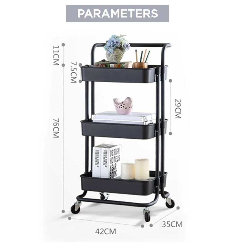 3 Tier Trolley Bfeeding Utility Cart - Pink