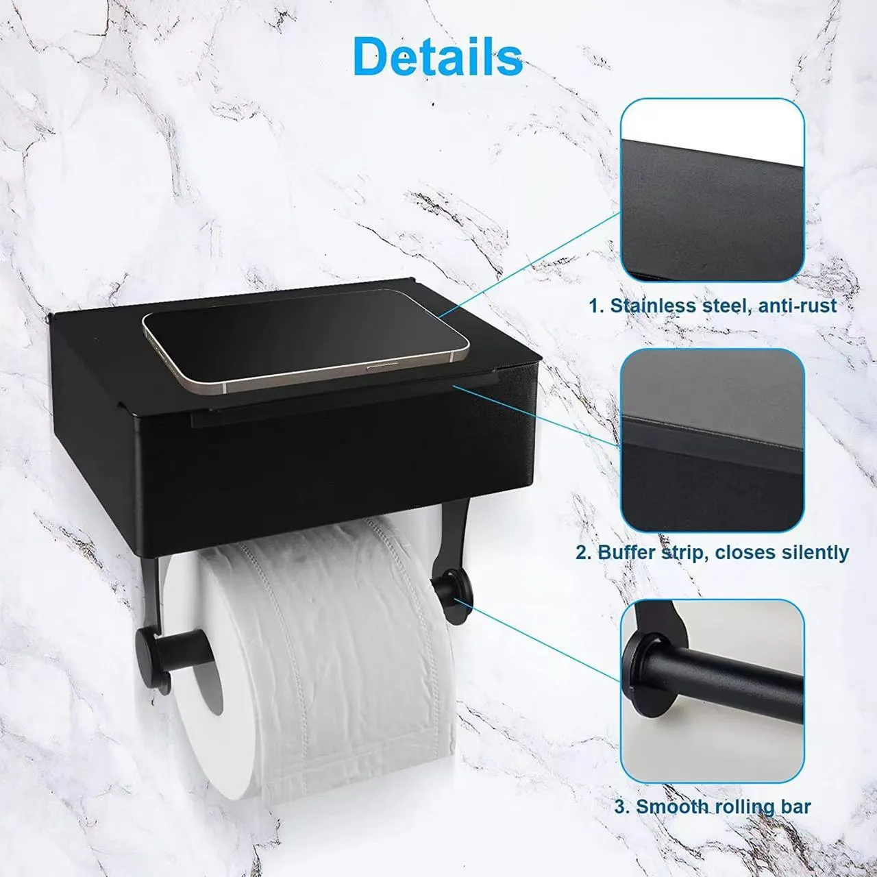 304 Stainless Steel Tissue Box Toilet Punch-Free Storage Rack Roll Stand