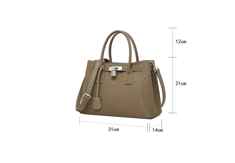 31CM large capacity platinum premium leather shoulder bag 2859 black