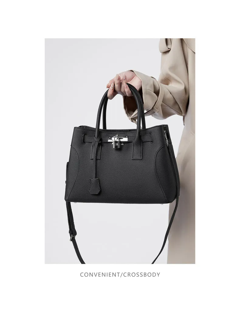 31CM large capacity platinum premium leather shoulder bag 2859 black