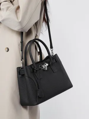31CM large capacity platinum premium leather shoulder bag 2859 black