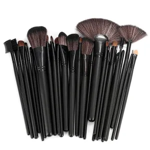 32 Piece Black Brush Set in Vegan Leather Case