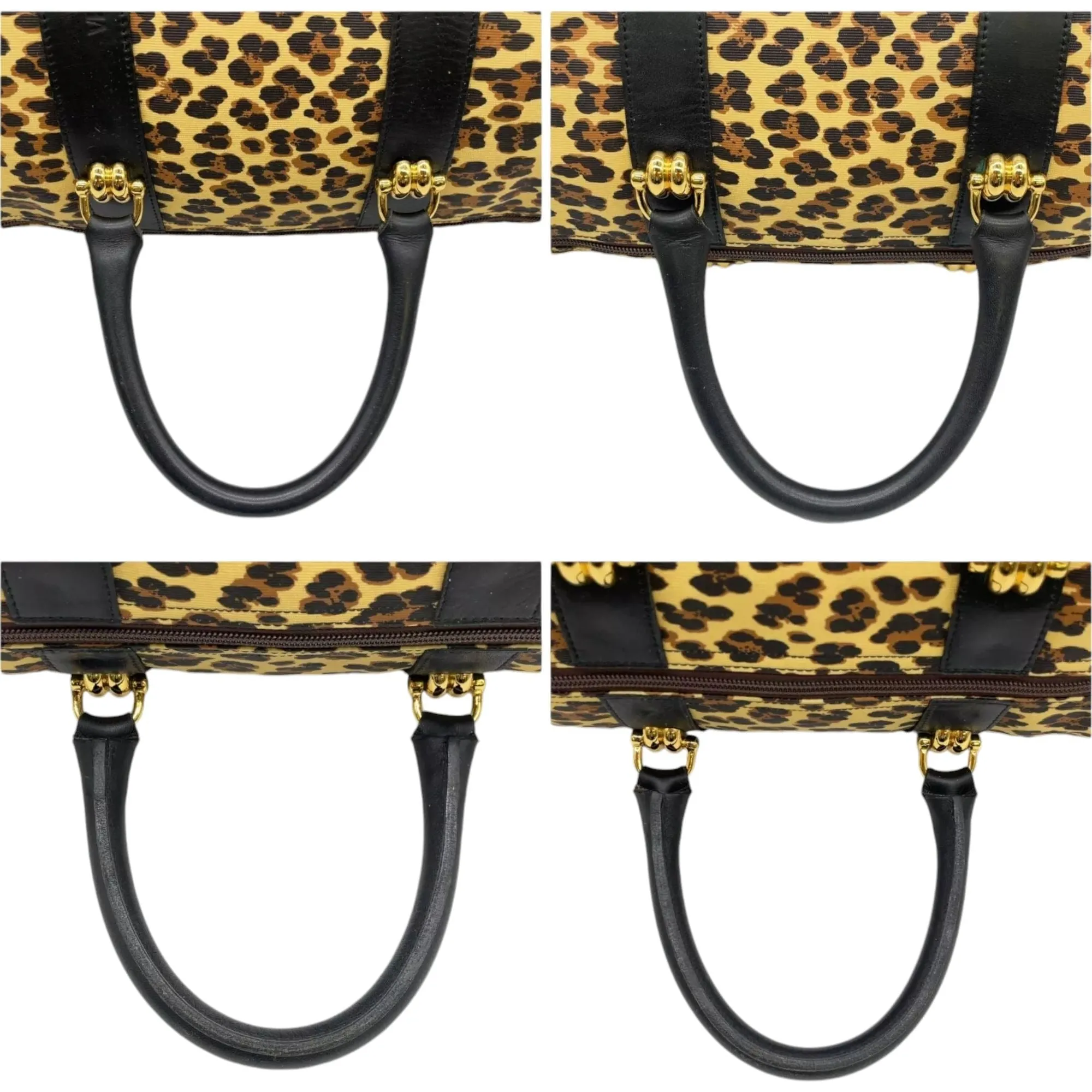 678353AV (X6) Versace Travel Bag Leopard Print Yellow PVC