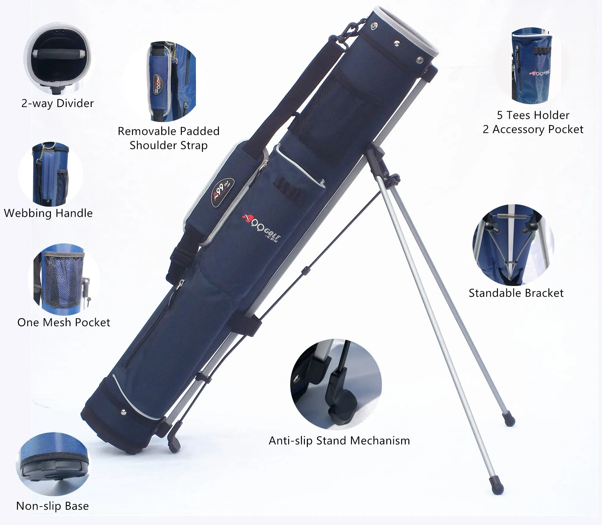 A99Golf C4 Range Sunday Pencil Carry Bag Removable Top Cover w. stand