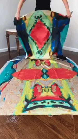 Abstract Ethnic Super Long Paneled Printed Polyester Charmeuse - Multicolor
