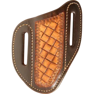 ANGLED KNIFE SHEATH WITH DARK FRAMED MINI WEAVE TOOLING - LARGE