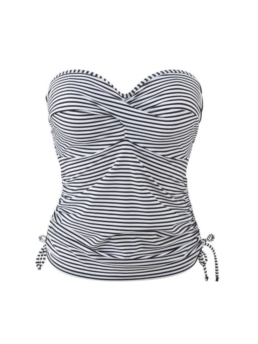 Anya Stripe Bandeau Tankini - Black/White