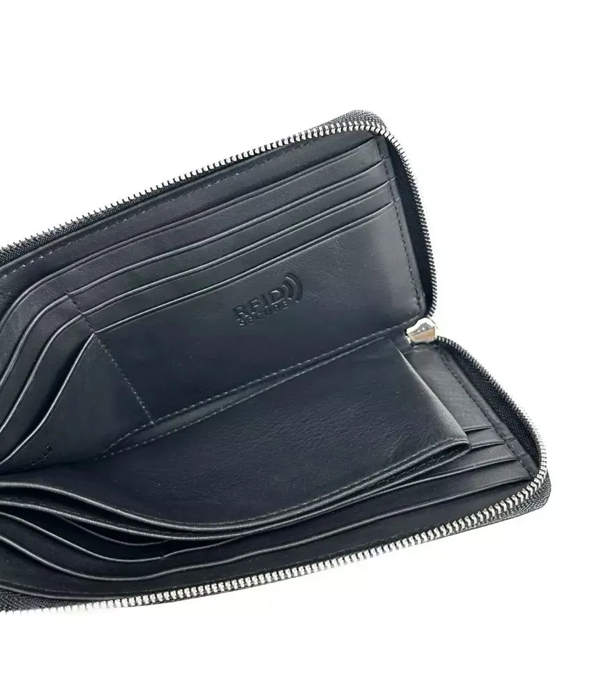 Baldinini Trend Elegant Black Leather Travel Organizer