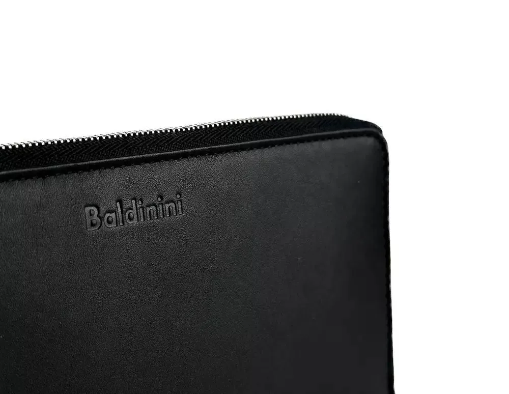 Baldinini Trend Elegant Black Leather Travel Organizer