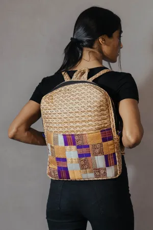 Beige Silk Backpack Bag