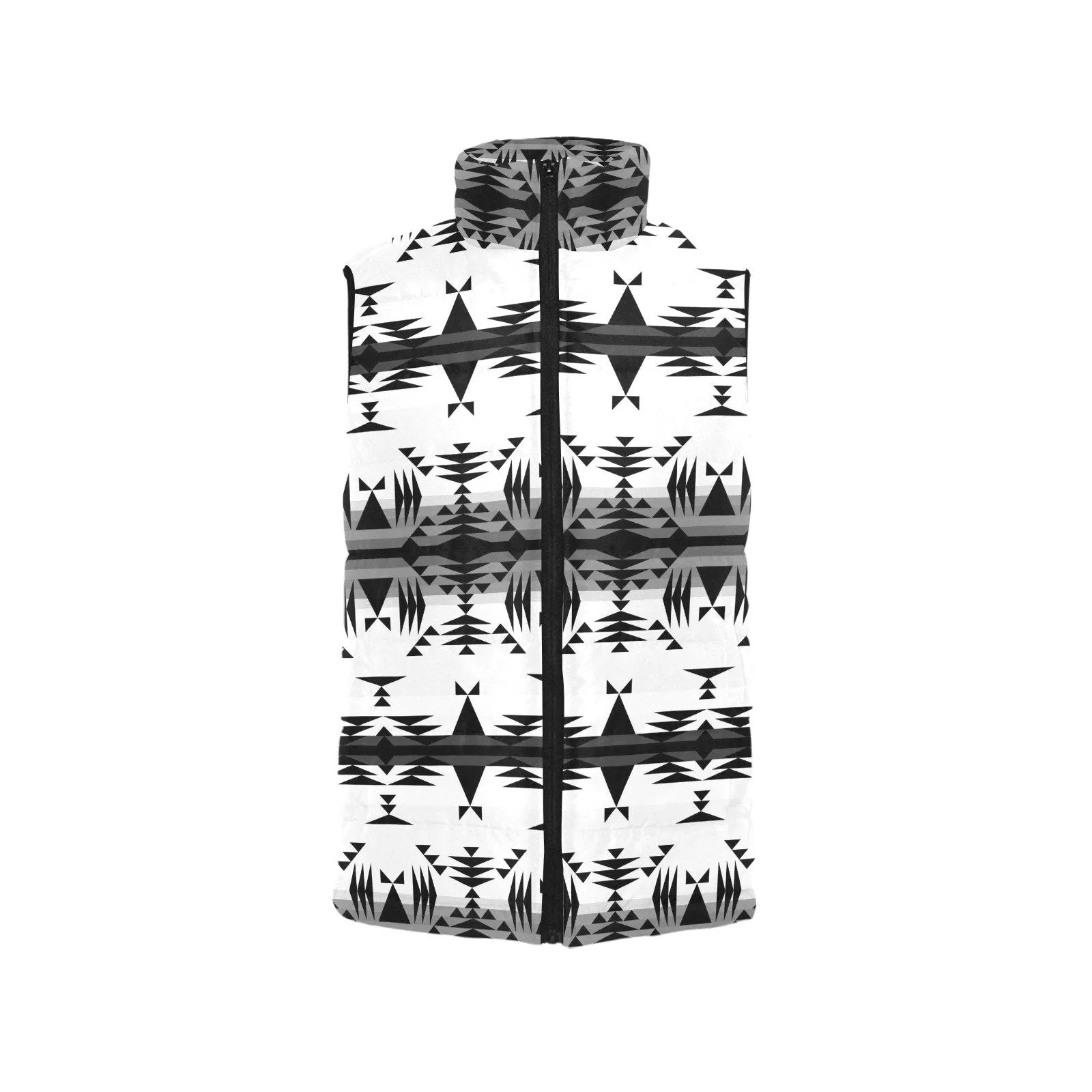 Between the Mountains White and Black Men's Padded Vest Jacket