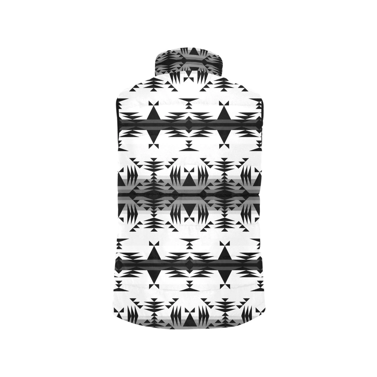 Between the Mountains White and Black Men's Padded Vest Jacket