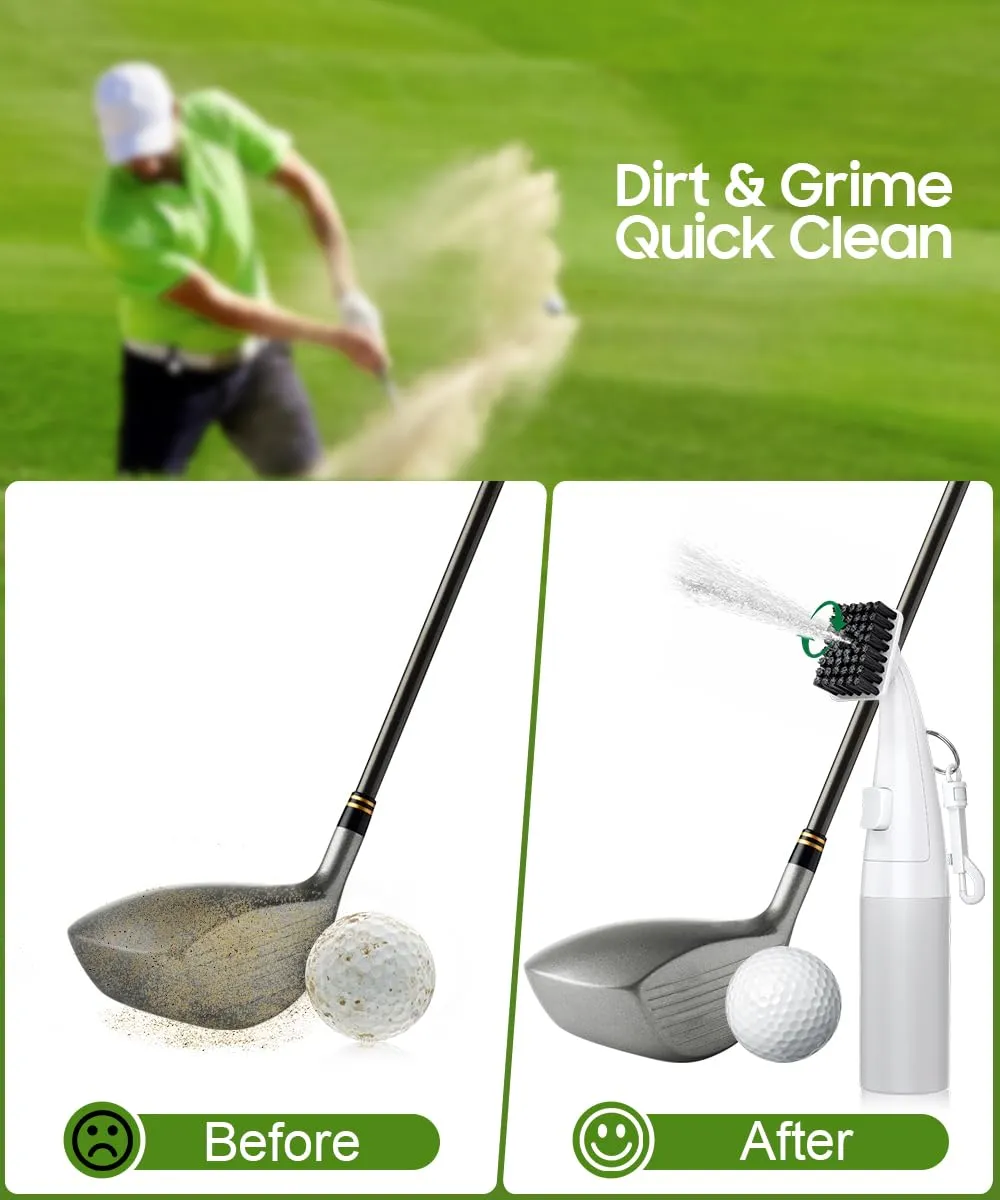 BKF Golf Club Cleaner Brush Buid-in Anti-Leak Bottle 10.4 Inches Holds 8 Ounces of Water with Gift Box, Essentials Golf Accessories for Men, Best Golf Gifts for Men/Women-White