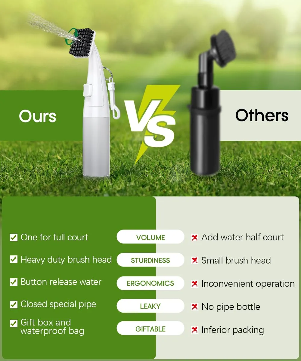 BKF Golf Club Cleaner Brush Buid-in Anti-Leak Bottle 10.4 Inches Holds 8 Ounces of Water with Gift Box, Essentials Golf Accessories for Men, Best Golf Gifts for Men/Women-White
