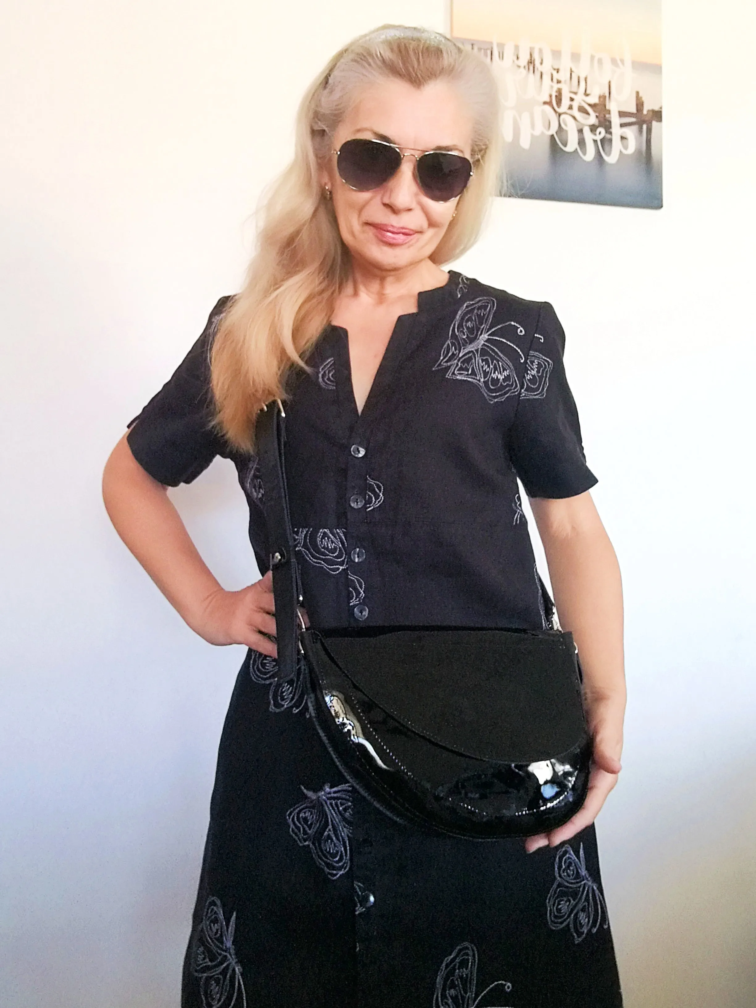 Black Leather Saddle Bag Luxury Crossbody Purse Bag