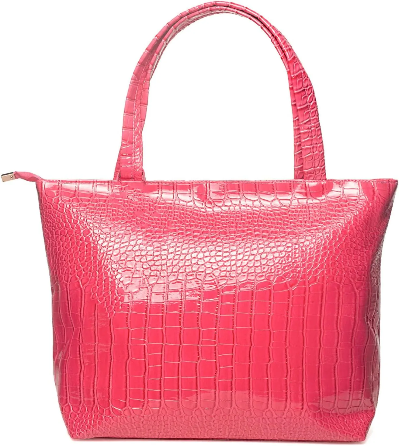 Black Textured Top Handle Faux Leather Handbag