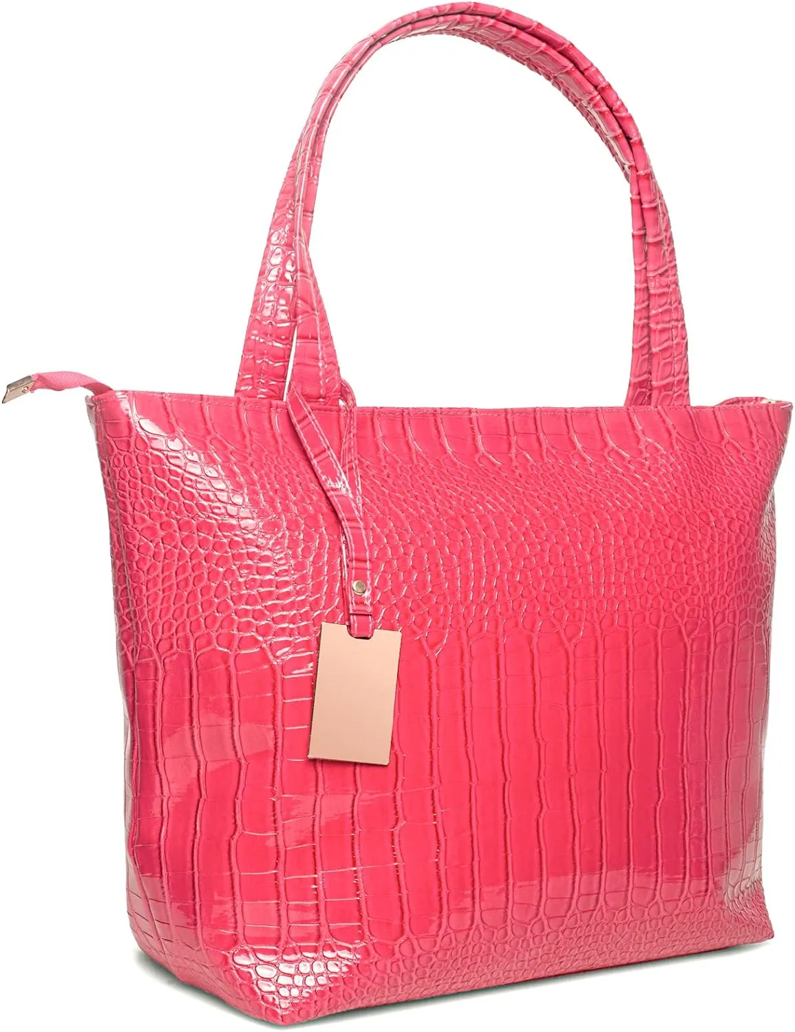 Black Textured Top Handle Faux Leather Handbag