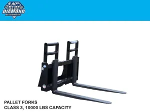 BLUE DIAMOND class 3 pallet forks with skid steer mounting