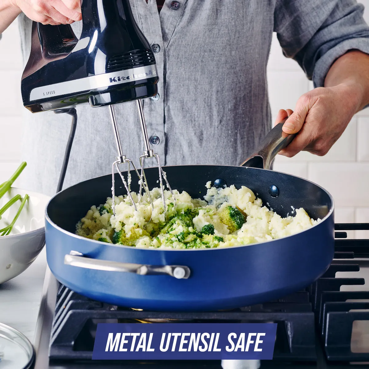 Blue Diamond Classic 5-Quart Sauté Pan with Lid and Helper Handle