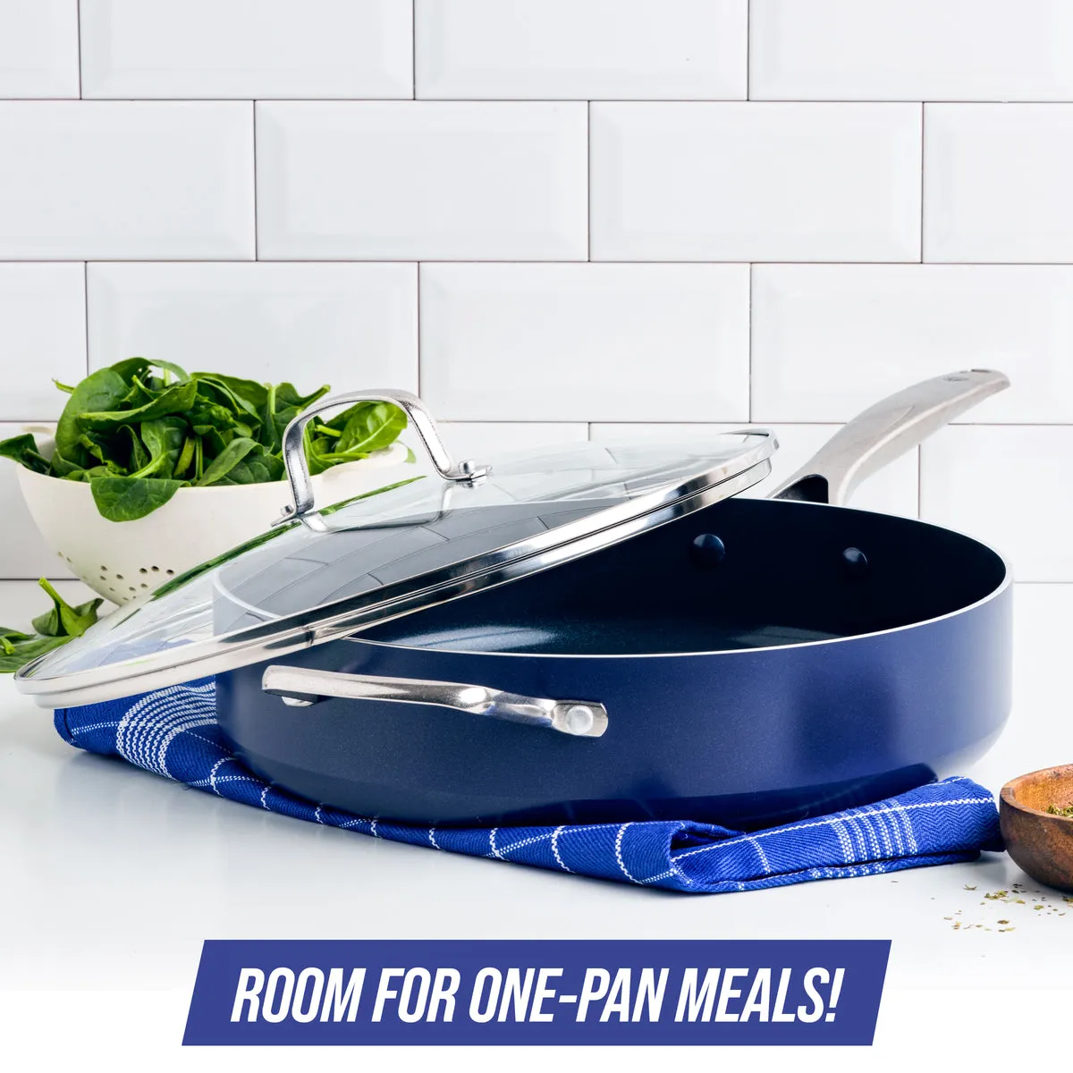 Blue Diamond Classic 5-Quart Sauté Pan with Lid and Helper Handle