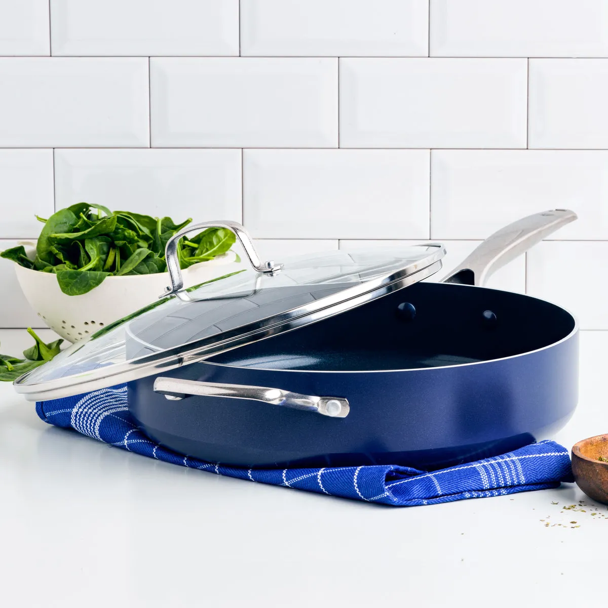 Blue Diamond Classic 5-Quart Sauté Pan with Lid and Helper Handle