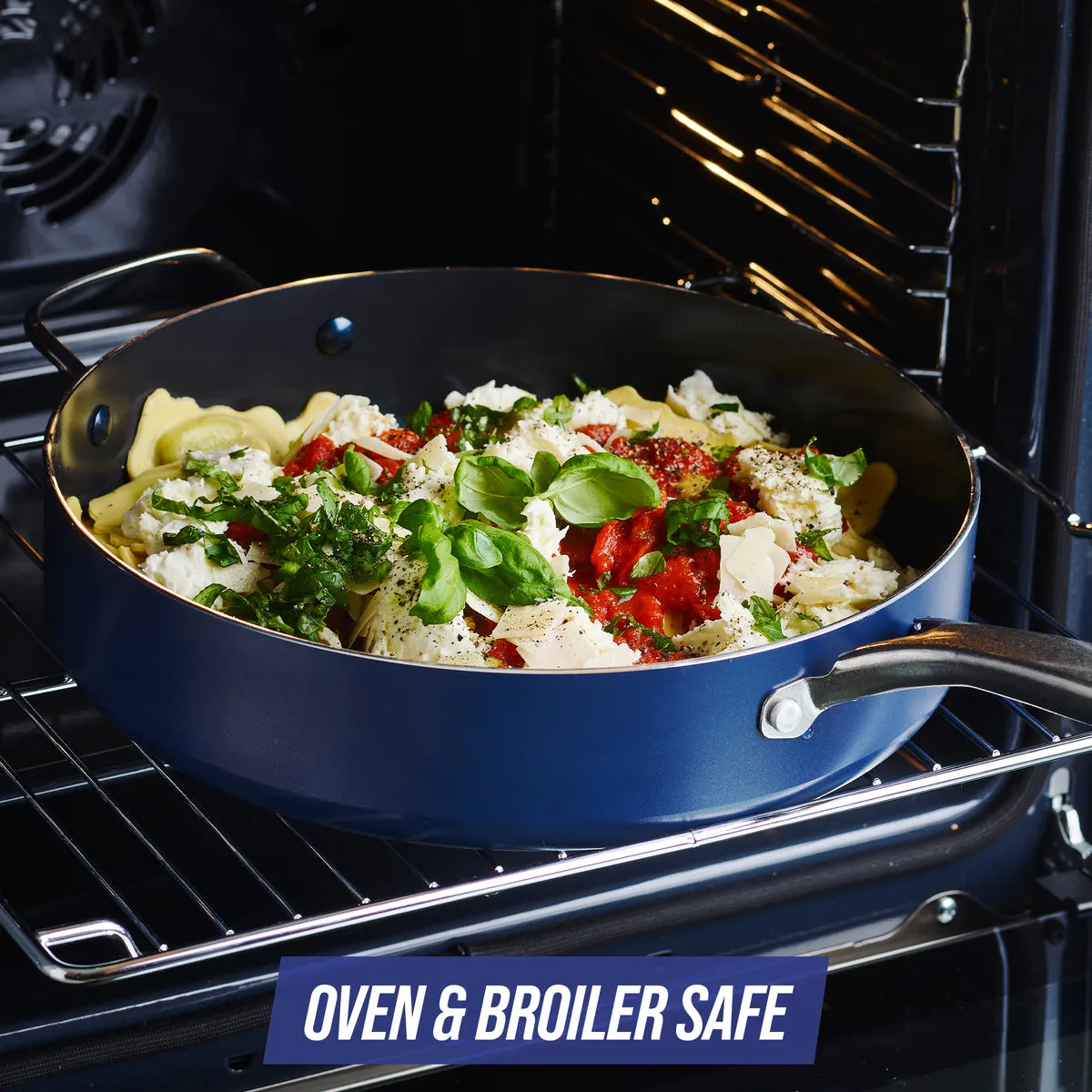 Blue Diamond Classic 5-Quart Sauté Pan with Lid and Helper Handle