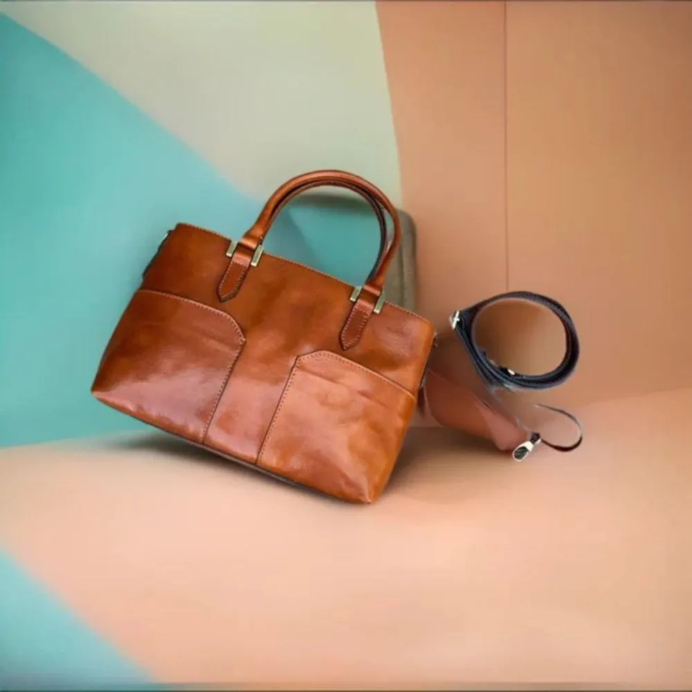 Brown Leather Handbag Womens