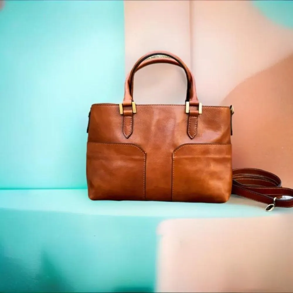 Brown Leather Handbag Womens